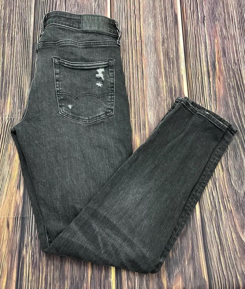 American Eagle Athletic Fit Gray Flex Distressed Jeans Mens 30x34 (Actual 30x32)